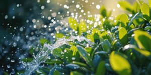 Arroser des plantes avec de l'eau de pluie